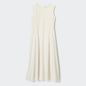 UNIQLO | Off-White AlRism Sleeveless Structured Midi Dress w/ Pockets | Size M
